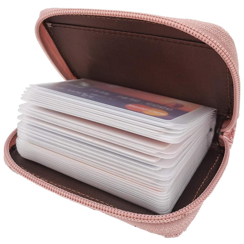7984 Leather Credit Card Holder Zipper Wallet With 26 Card SlotsGlitter